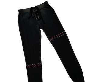 Vintage Stars Jeweled Frauen schwarze Jogginghose