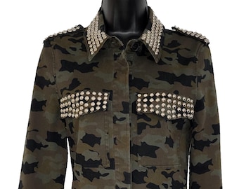 Militia Skull Embellished Women's Camouflage Jacket