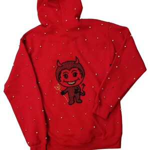 Bluza z kapturem unisex Pearl Studs Little Devil w kolorze czerwonym