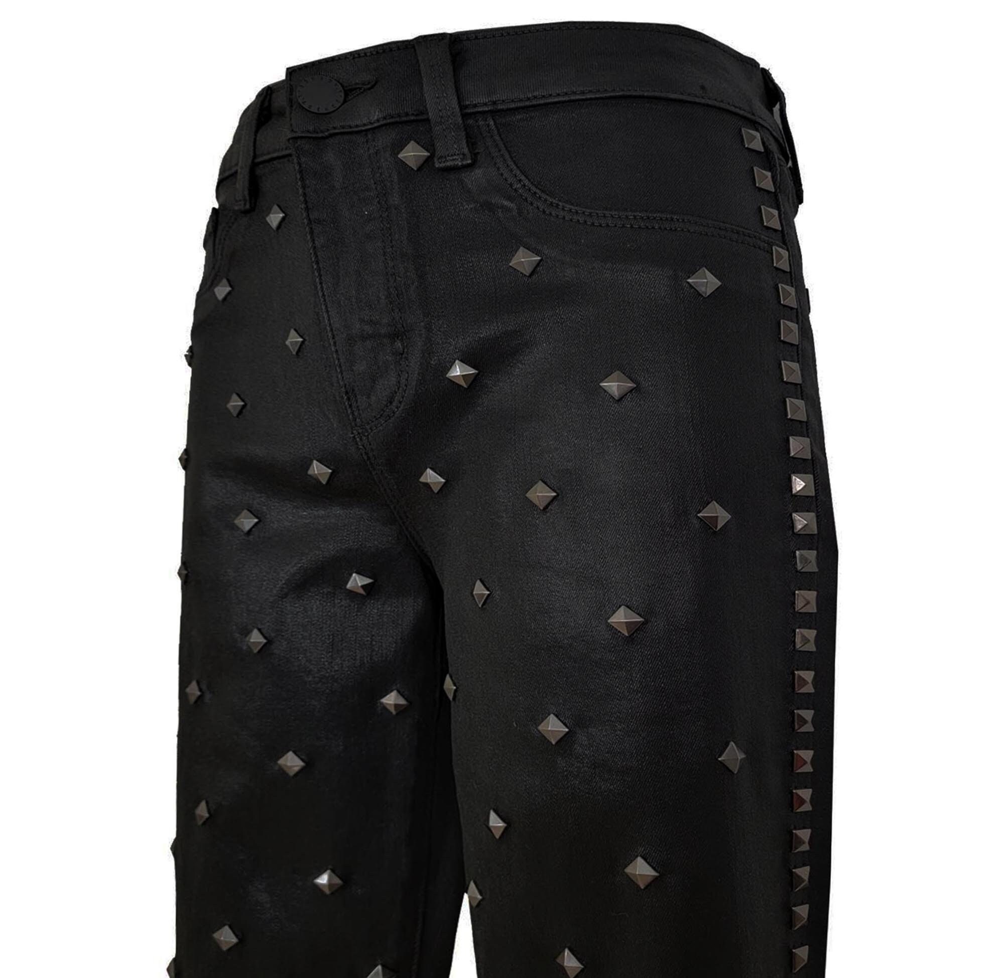 Cairo Glam Embellished Women's Black Coated Denim