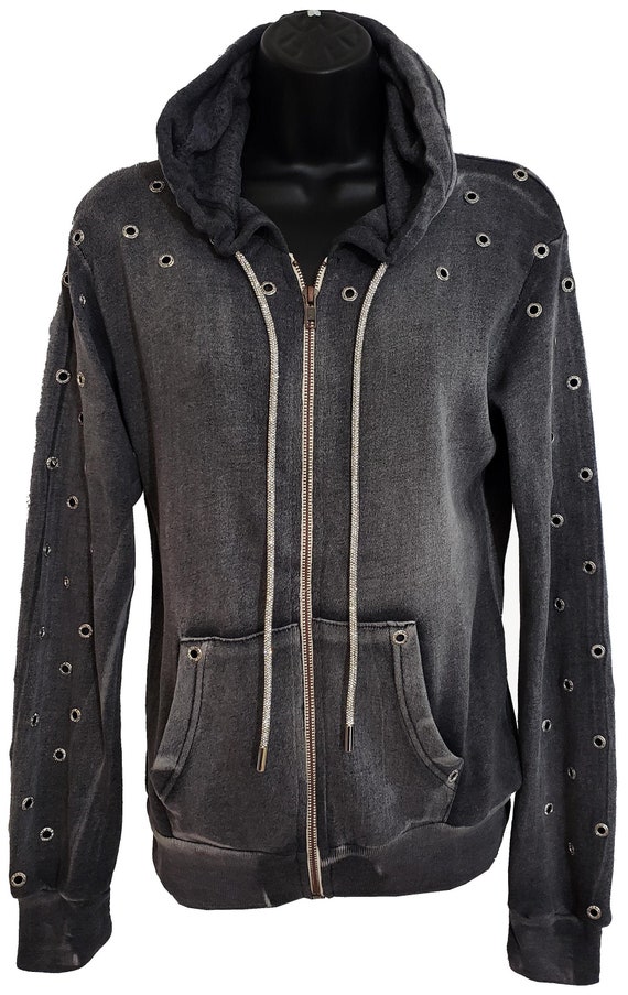 Zip Hoodie Vintage Charcoal Hoodie LEEy-world Hoodies For Men
