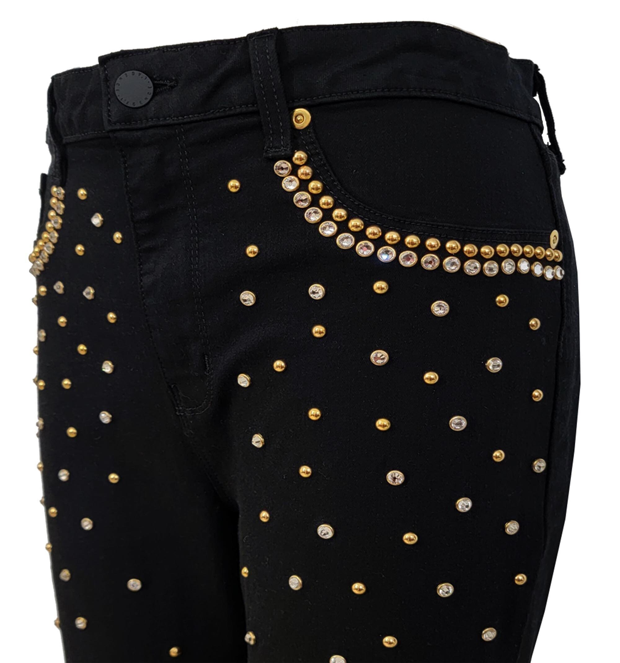 デニム・ジーパン GOLDEN  Woman Jeans Black GWP00844P00062590100 Gold Lux Embellished Women's Black Denim - Etsy