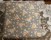 Vintage, Brown and Orange, Flowers and Squares, 42 quot Length x 33 quot wideth, cottage, country, quilts, curtains, dress