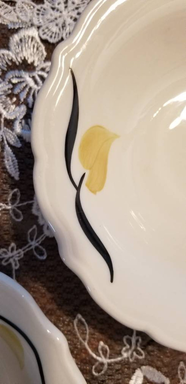 Rare Vintage black stems Syracuse China creamy white with gold leaves Patio 3 Soup bowls Restaurant Ware China