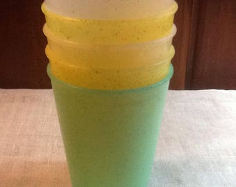Vintage, Retro, 5 Plastic, Glittered, Child Size Cups, Pastel, camping