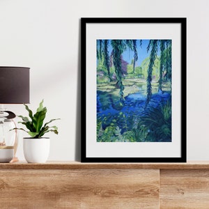 Monet&#39;s Garden Original Oil Painting Framed Canvas