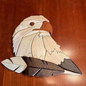 Eagle Intarsia - Wildlife Wall Hanging - Wood Mosaic