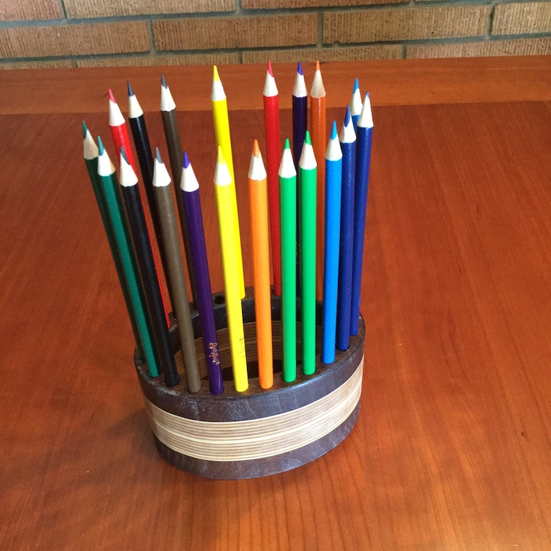 Walnut and Birch Colored Pencil or Artist Brush or Pen Holder