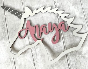 Unicorn Name Silhouette Shape Personalised Sign