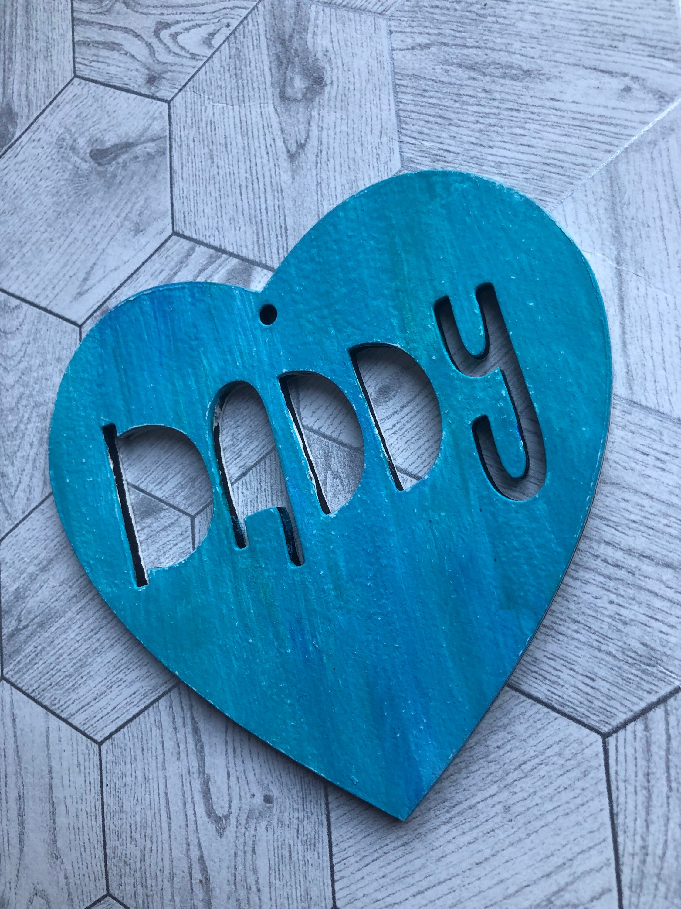 Daddy  Heart Plaque Gift P194 Personalised Photo Grandad Gramps 