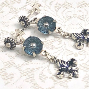 Sterling Fleur de Lys Earrings with Sterling Posts & Very Vintage Turbine Rhinestones