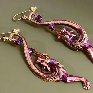 Amethyst Purple Dragon Earrings with Sterling Silver EarWires and Swarovski Crystals