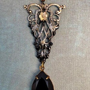 Victorian Gothic Filigree with Vintage Swarovski Jet & Niobium Earwires image 4
