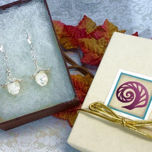 Silver & Mother of Pearl Carved Flower Earrings with Sterling Lever Backs image 1