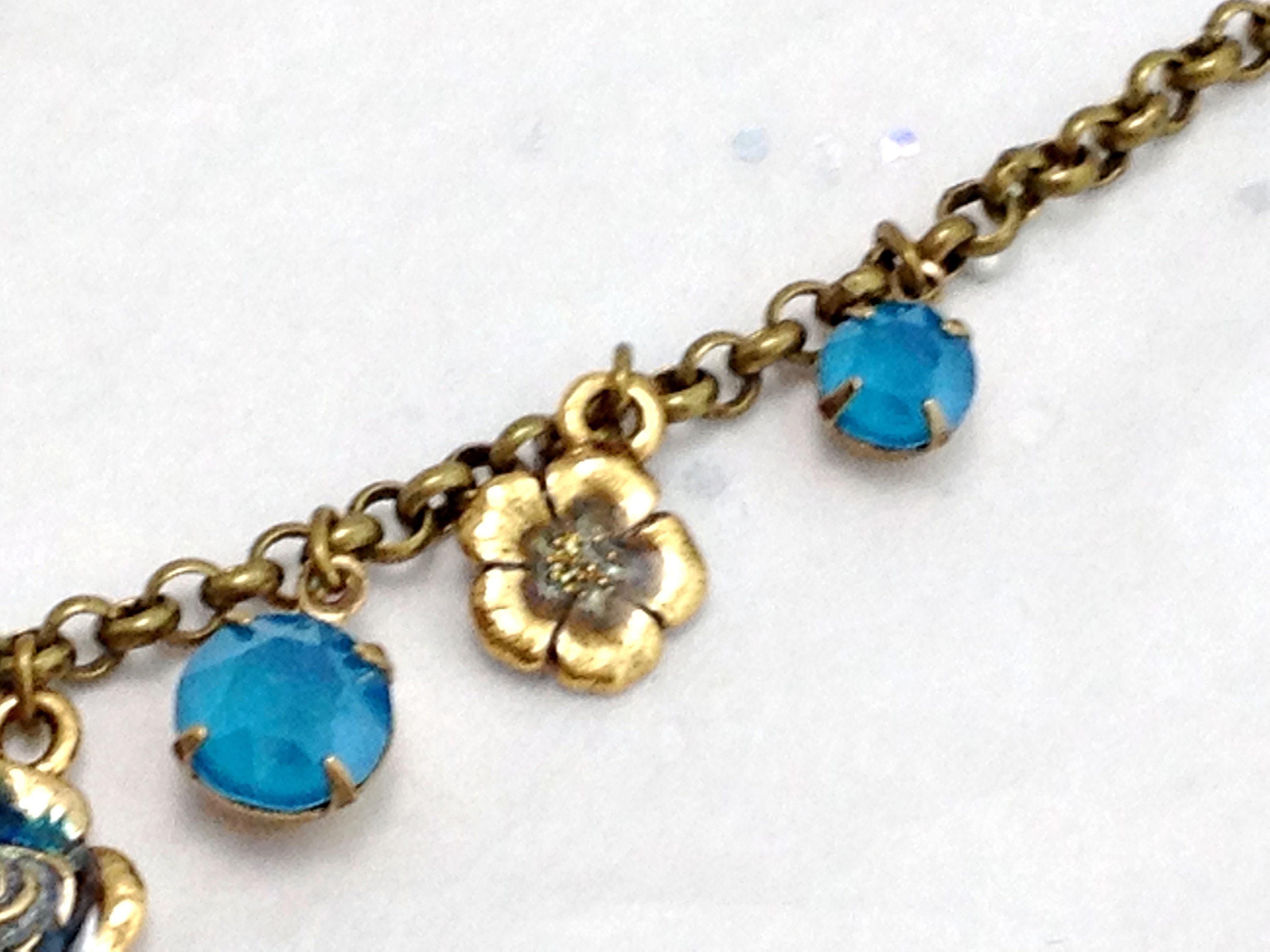Victorian Flower Charm Adjustable Bracelet With Swarovski Etsy