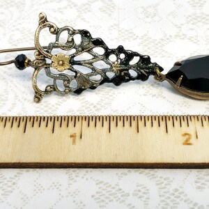 Victorian Gothic Filigree with Vintage Swarovski Jet & Niobium Earwires image 9
