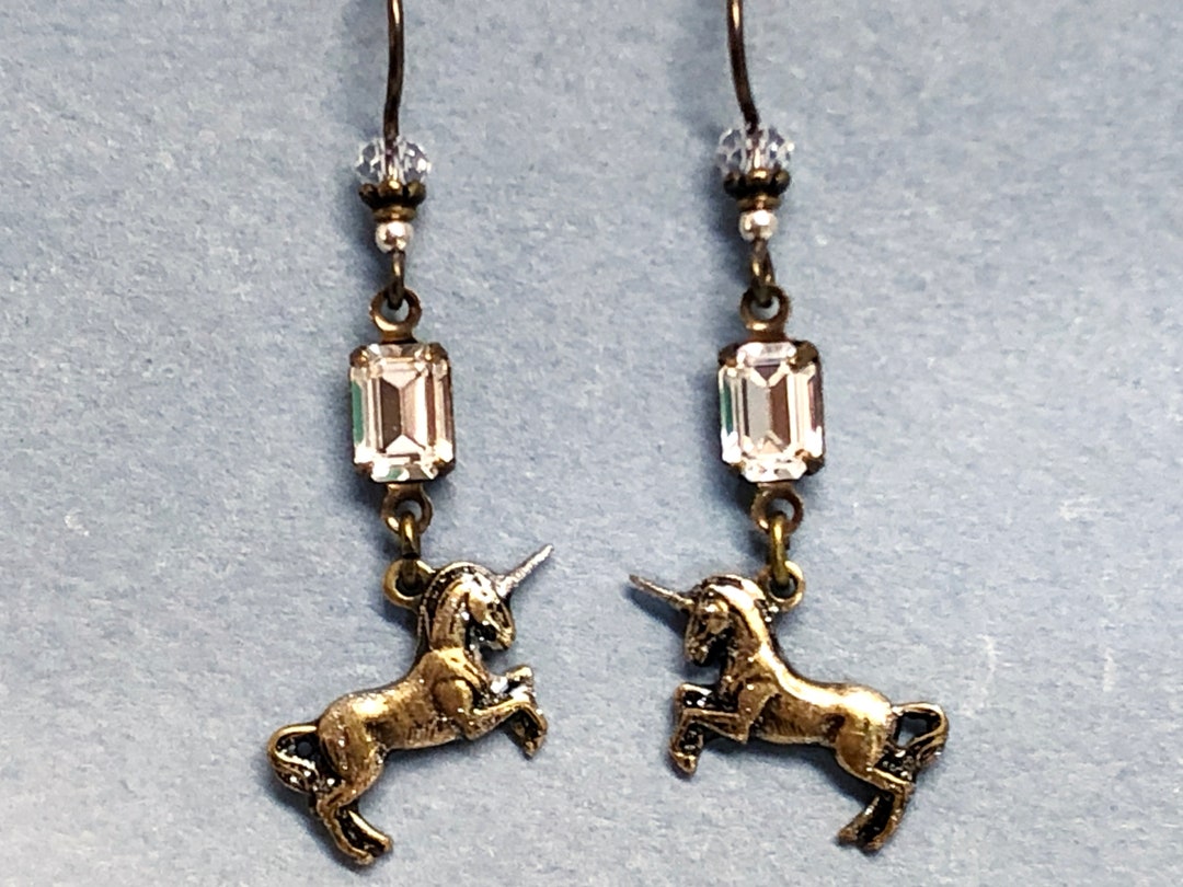 Pendient De Unicornio Con Imagen De Dibujos Animados Para Mujer, Aret Colgant De Cabujón