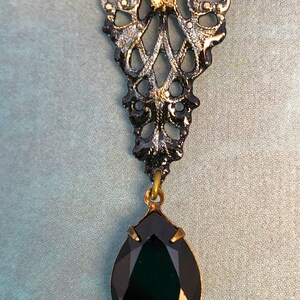Victorian Gothic Filigree with Vintage Swarovski Jet & Niobium Earwires image 6