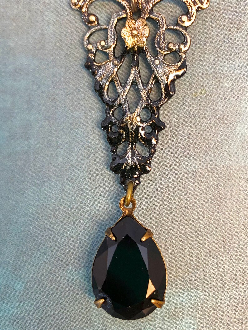 Victorian Gothic Filigree with Vintage Swarovski Jet & Niobium Earwires image 6