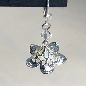 Silver & Mother of Pearl Carved Flower Earrings with Sterling Lever Backs image 10