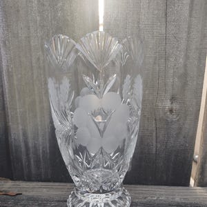 Large Floral Crystal Vase, Made In Poland