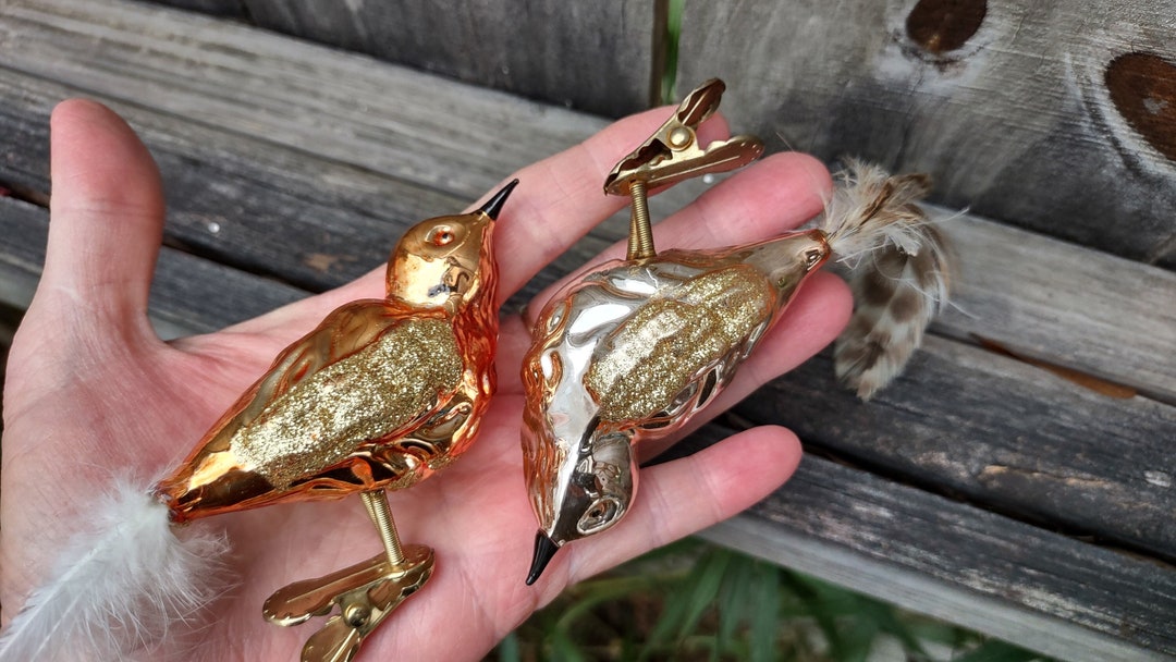 Vintage Glass Christmas Bird Ornaments Etsy