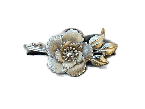 1950's Coro Silver Tone Flower Brooch - image 2