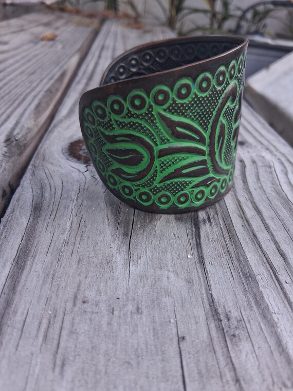 Vintage Copper Cuff Statement Bracelet - image 3