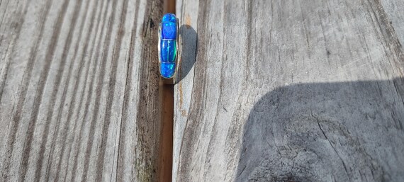 Sterling Silver Blue Opal Ring, Size 8 - image 4