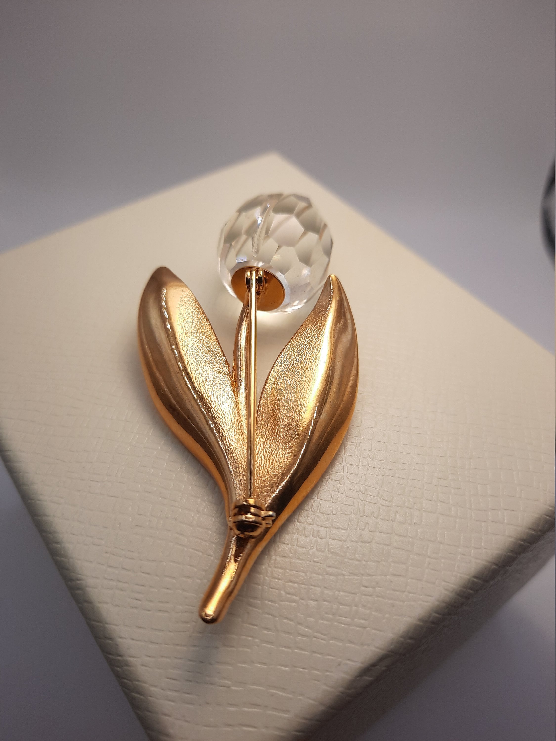 Swarovski Crystal Tulip Brooch, Gold Plated Floral Faceted Crystal