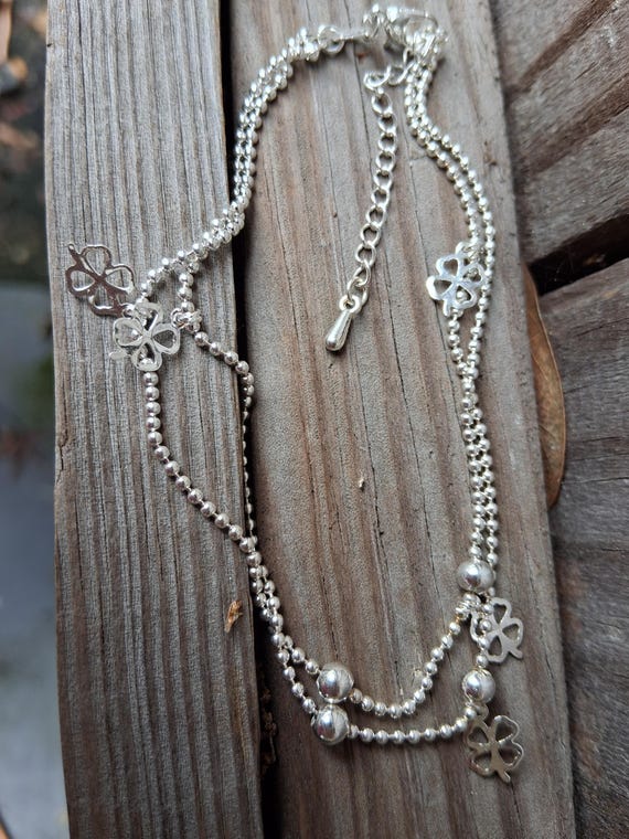 Sterling Silver Four Leaf clover Anklet