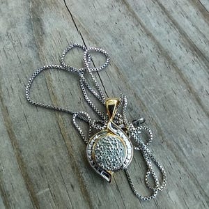 Genuine Diamond Pendant, Sterling Silver Chain