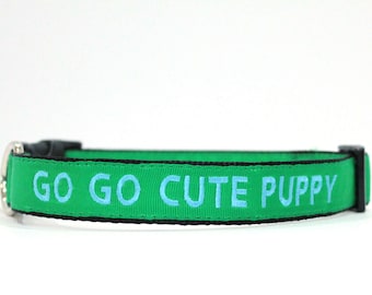 Custom Personalized Embroidered Green Nylon Dog Collar