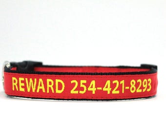 Custom Personalized Embroidered Red Nylon Dog Collar