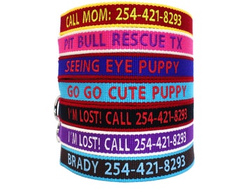 Personalized ECO Dog Collar - Custom Embroidered with Name & Number - Perfect Gift for New Puppy
