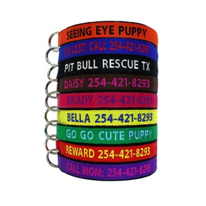Personalize Dog Collar Custom Made Embroidery With Name and Number