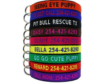 Custom Embroidered Dog Collar Personalize with Your Pet's Name & Number Durable, Adjustable Collars for Dogs