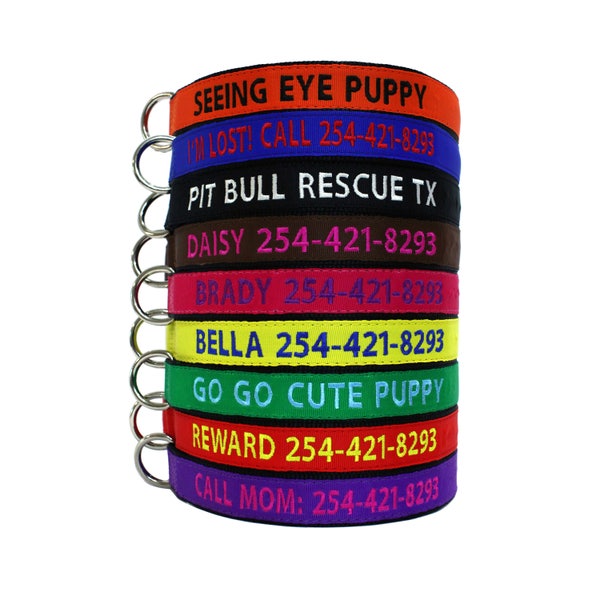 Personalize Dog Collar Custom Made Embroidery With Name and Number