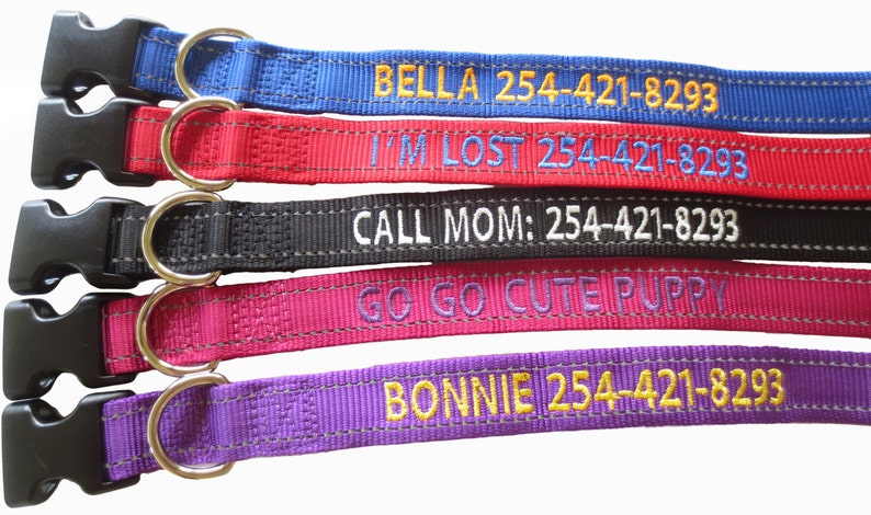 Personalize Dog Collar Reflective Custom Made Embroider With Name image 2
