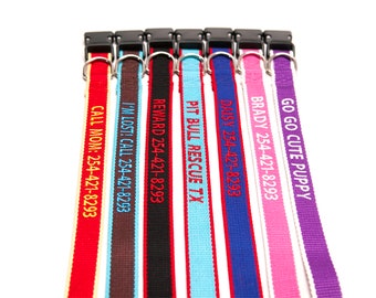 Personalize ECO Dog Collar Custom Made Embroider With Name and Number