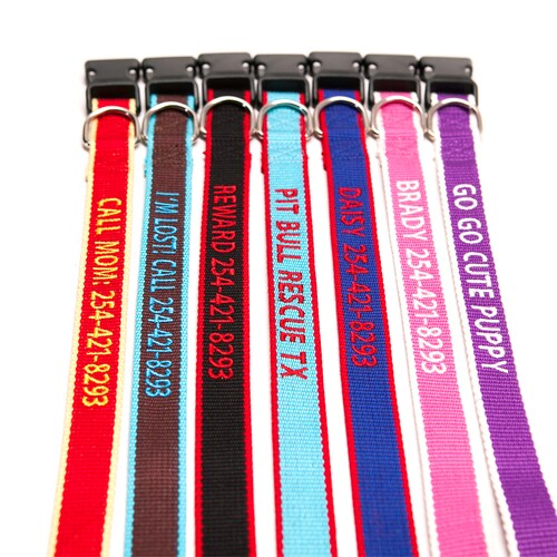 Personalize Dog Collar Custom Made Embroider With Name and Etsy