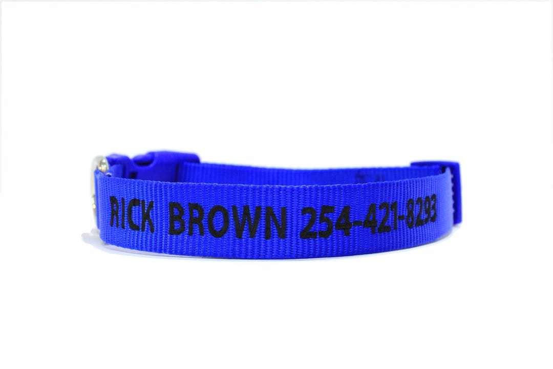 Custom Personalized Blue Soft Flexible Nylon Embroidered Dog Collar - Etsy