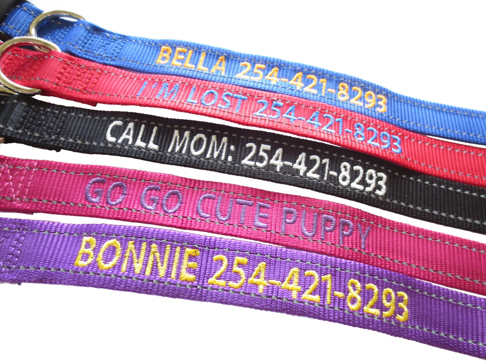 Personalize Dog Collar Reflective Custom Made Embroider With Etsy