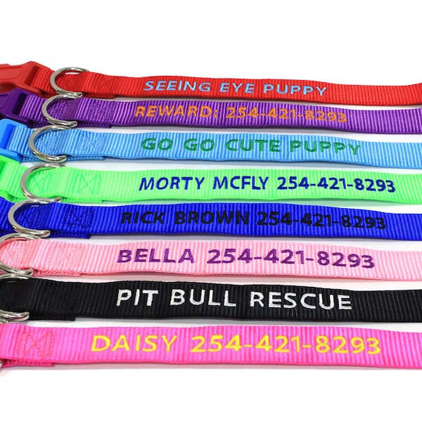 Custom Personalized Soft Flexible Nylon Embroidered Dog Collar