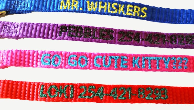 Cat Collar Breakaway Personalize Custom Embroider Nylon With Cute Bell Monogram image 4