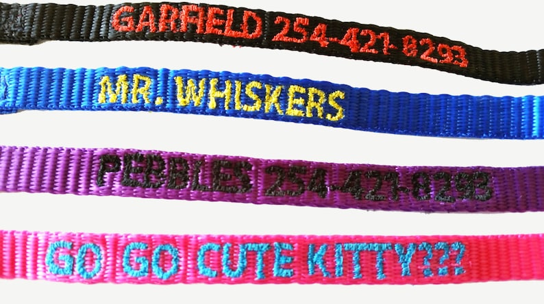 Cat Collar Breakaway Personalize Custom Embroider Nylon With Cute Bell Monogram Bild 3