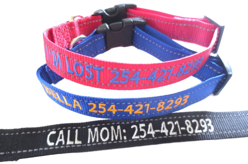 Personalize Dog Collar Reflective Custom Made Embroider With Name image 6