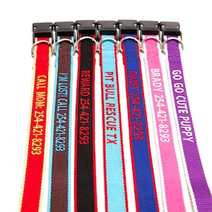 Dog Collar - Personalized ECO Friendly Custom Made with Name & Number - Embroidered Pet Accessory for Dogs