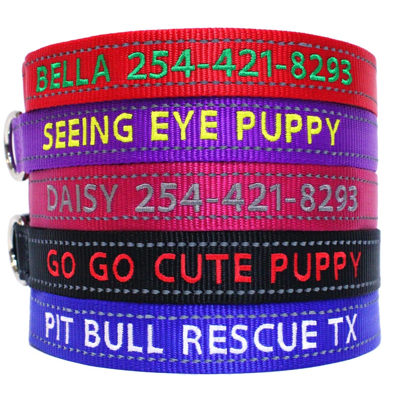 Personalize Dog Collar Reflective Custom Made Embroider With Name image 4