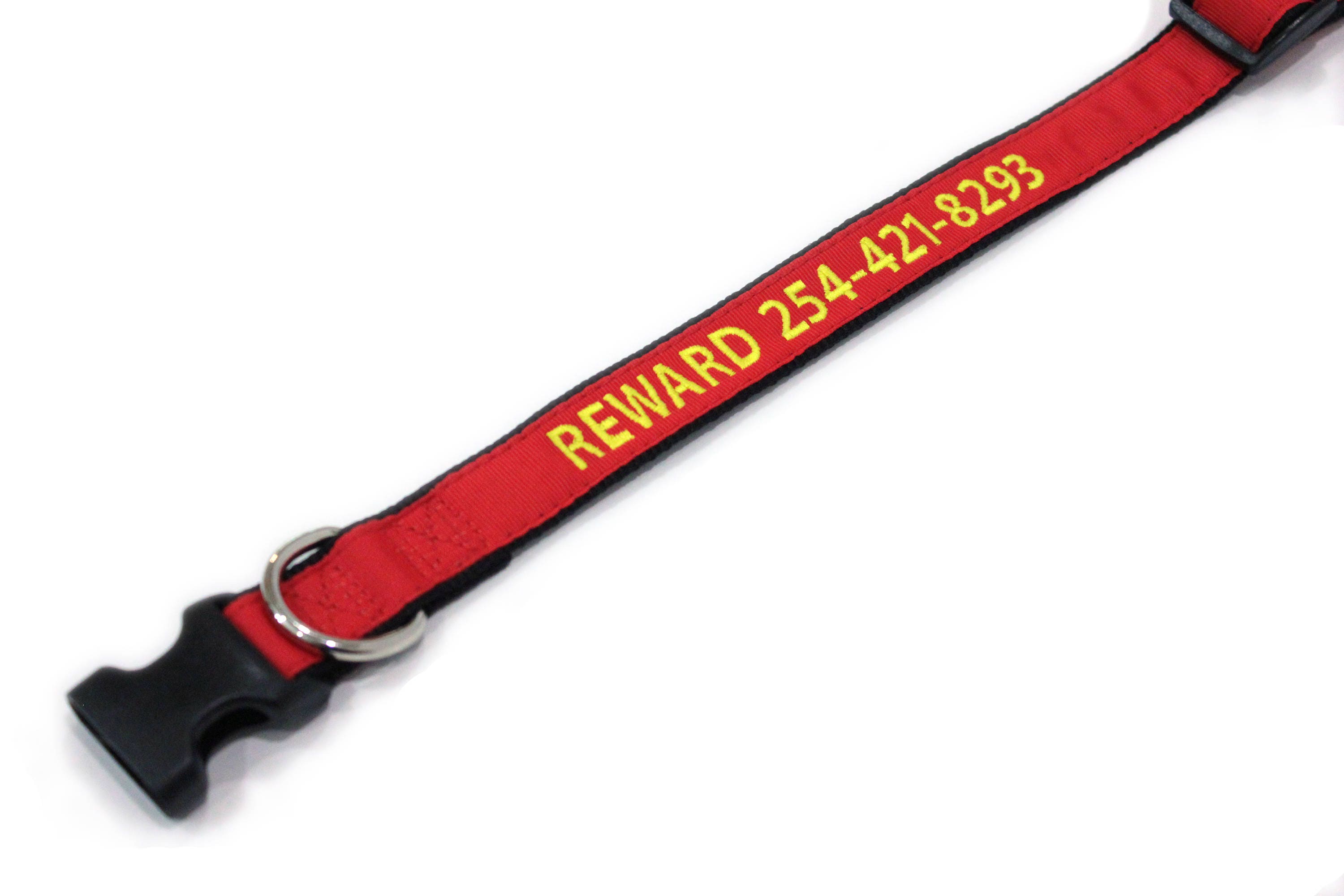 Custom Personalized Embroidered Red Nylon Dog Collar